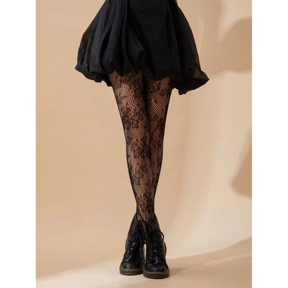 COPY - Flower Pattern Fishnet Tights
